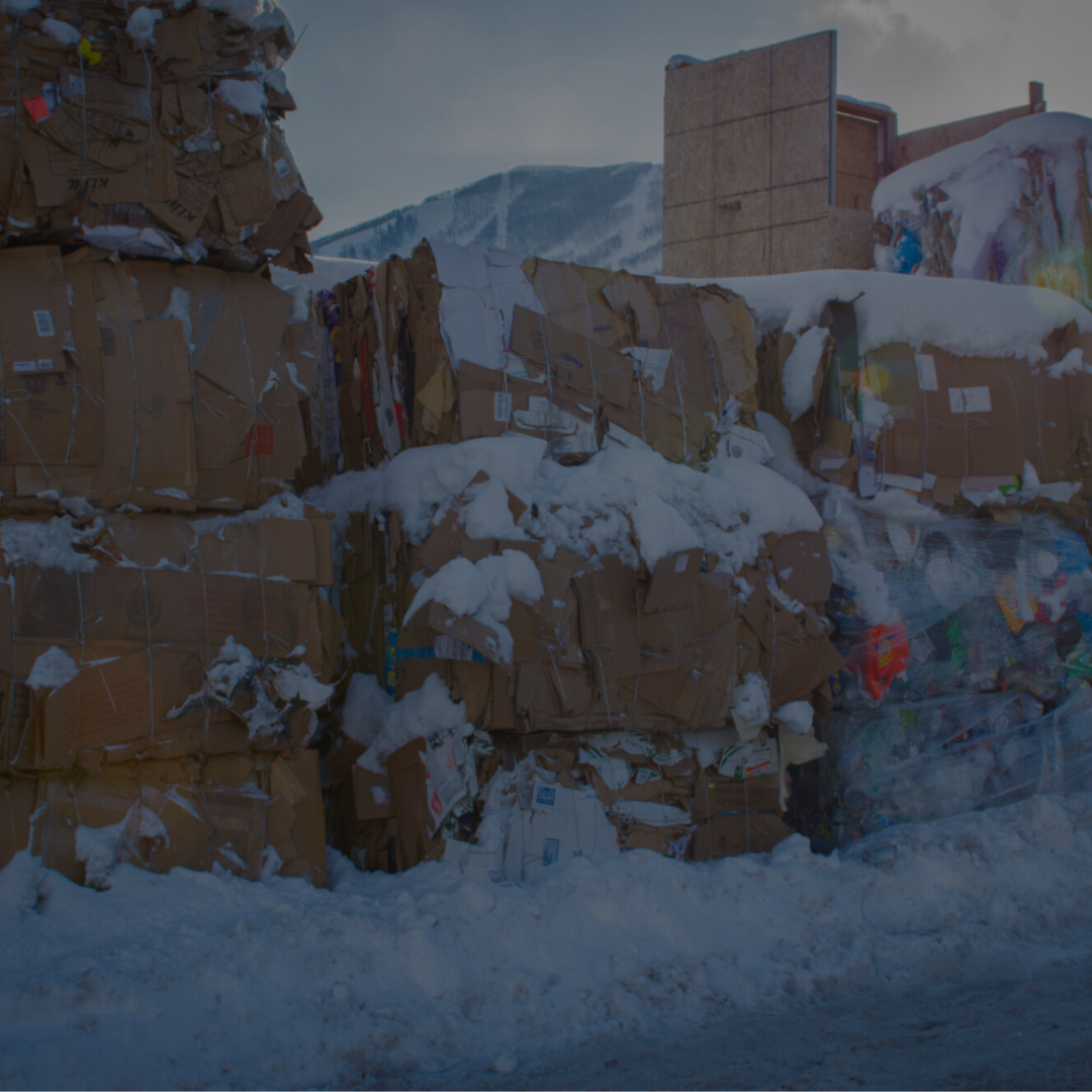 Photo of snowy recyclable bales from Recycle Utah
